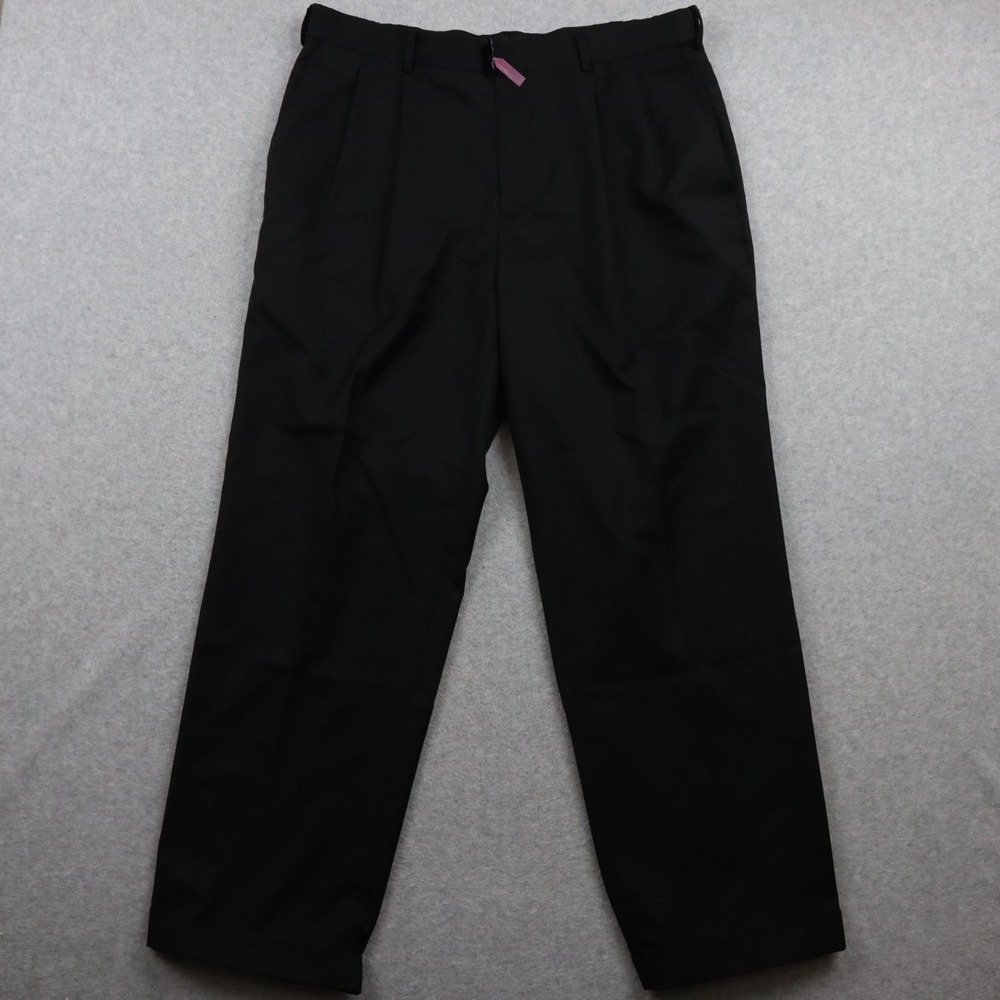 Croft & Barrow Pants Mens 38x30 Dress Suit Business Formal Cuffed Pleated Black